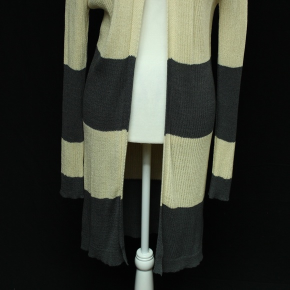 Doe & Rae | Gray & Beige Open Faced Cardigan | Sz S - Picture 4 of 15